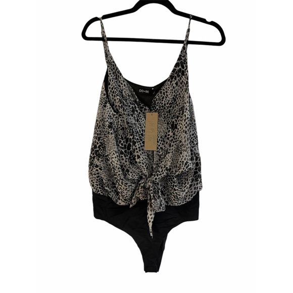 DO+BE Tops - Do+Be Black & White Cheetah Print Bodysuit - Spandex Waist - Size Medium - NWT